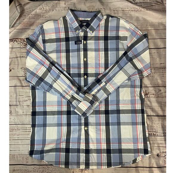 Crown & Ivy Button Up Shirt Mens XL Plaid Classic Fit Long Sleeve Collar Pocket - Picture 1 of 11
